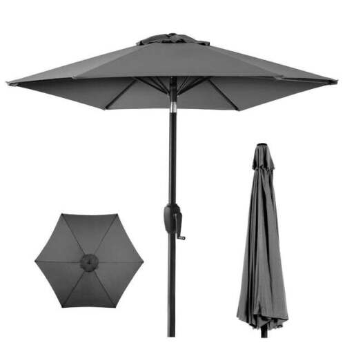 Outdoor Market Patio Umbrella w/ Push Button Tilt, Crank Lift - 7.5ft - Lot 2477
