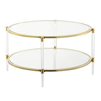 Convenience Concepts Royal Crest 2 Tier Acrylic Glass Coffee Table, Glass/Gold - Lot 2497