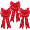 Set of 3 Pre-Lit Christmas Bow Decoration, LED Holiday Decor w/ 8 Functions - Thumbnail 1