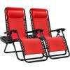 Set of 2 Adjustable Zero Gravity Patio Chair Recliners w/ Cup Holders - Thumbnail 1