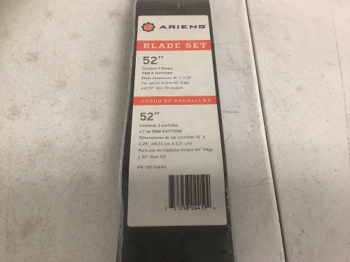 Ariens Blade Set 52", New, Sold as is - Lot 103Y