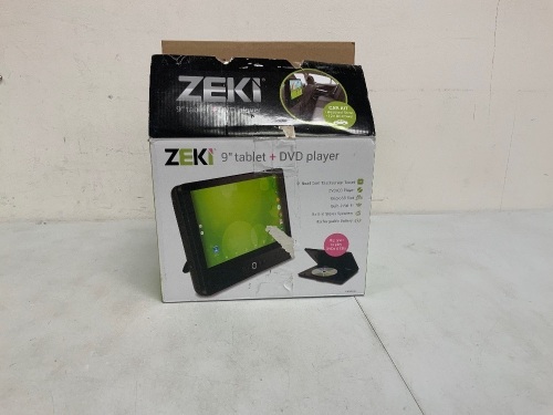 Zeki 9" Tablet + DVD Player, Powers Up, E-Commerce Return, Sold as is - Lot 280Y