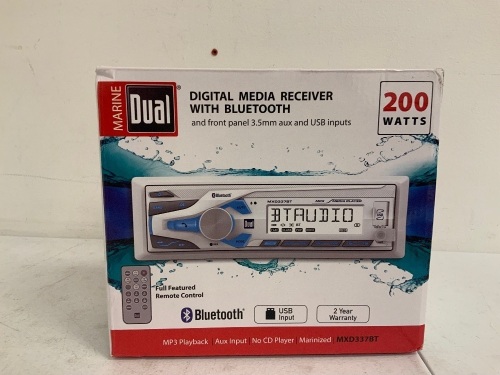 Marine Dual Digital Media Receiver w/ Bluetooth, E-Commerce Return, Sold as is - Lot 740Y