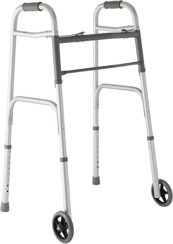 Medline Lightweight Two Button Folding Walker with 5" Wheels - Lot 435JF
