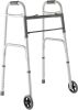 Medline Lightweight Two Button Folding Walker with 5" Wheels - Thumbnail 1