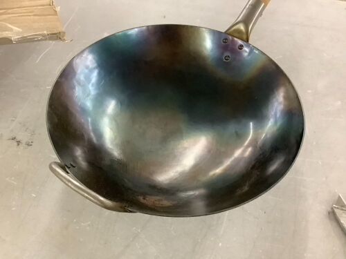 Craft Wok Traditional Hand Hammered Carbon Steel Wok with Wooden and Steel Helper Handle - Lot 660