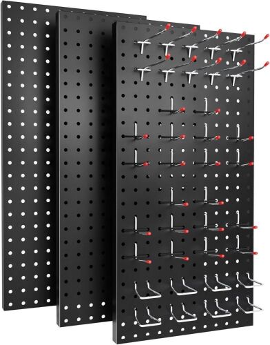 Heavy Duty Metal Pegboard Panel Wall Organizer with Hooks, 3 Pc - Lot 454