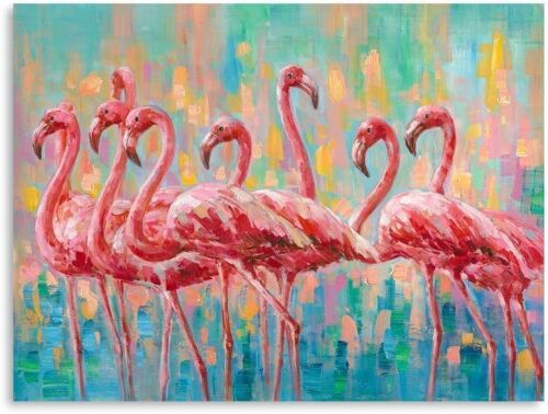 Flock of Pink Flamingo Wall Art Canvas 24" x 32" - Lot 465