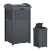 Suncast 33 Gallon Wicker-Style Hideaway Trash Can with Secure Latching Lid and Weather-Resistant Construction - Thumbnail 1