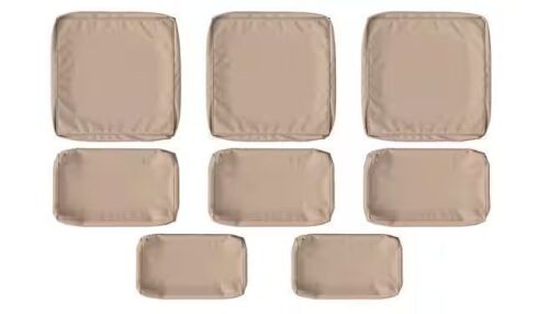 Kimunuk 8-Piece 25.6 in. Outdoor Replacement Lounge Cushion Covers, Sand - Cushion Covers ONLY - Lot 206JF