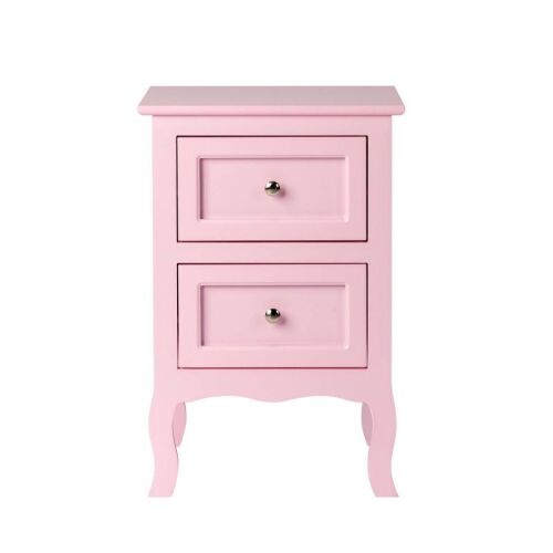Nightstand End Table with 2 Drawer, Pink Finish - Lot 638