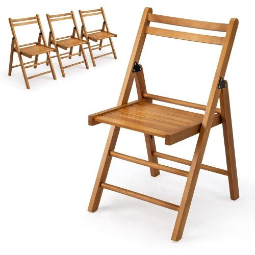4 Pack Wood Folding Chairs with Comfortable Curved Backs - Lot 218