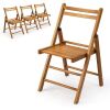 4 Pack Wood Folding Chairs with Comfortable Curved Backs - Thumbnail 1