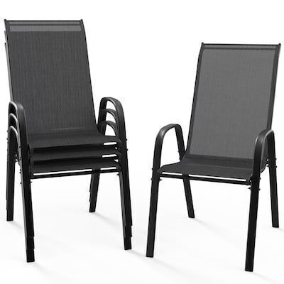 VINGLI Black Stackable Outdoor Dining Chairs, 4 Pack - Lot 612
