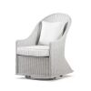 Furniture of America Binne Gray Swivel Metal and Wicker Outdoor Lounge Chair with White Cushion - Slightly Bent - Thumbnail 1