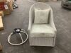 Furniture of America Binne Gray Swivel Metal and Wicker Outdoor Lounge Chair with White Cushion - Slightly Bent - Thumbnail 2