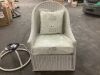 Furniture of America Binne Gray Swivel Metal and Wicker Outdoor Lounge Chair with White Cushion - Slightly Bent - Thumbnail 3