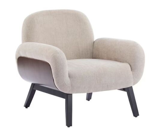 CHRISTOPHER KNIGHT HOME Gina Modern Khaki Fabric Upholstered Accent Chair with Round Arms and Solid Wood Legs - Lot 81JF