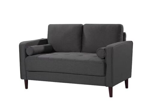 Lifestyle Solutions Lillith 52.4 in. Heather Grey Tufted Polyester 2-Seater Loveseat with Square Arms - Lot 19JF