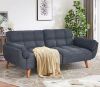 WONDER COMFORT Chic 75 in. Dark Gray Linen Futon Sleeper Bed Convertible Loveseat Sofa with Split Backrest and Pillows - Thumbnail 1