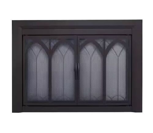 Pleasant Hearth Collin Medium Black Glass Fireplace Doors - Lot 76JF