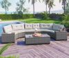 Harper & Bright Designs Modern Half-Moon Gray Wicker Outdoor Sectional Set with Beige Cushions (8-Piece) - Thumbnail 1