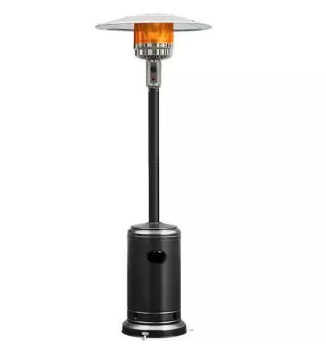 Gymax 50000 BTU Patio Standing LP Gas Heater Stainless Steel Propane W/ Wheels Black - Lot 69JF