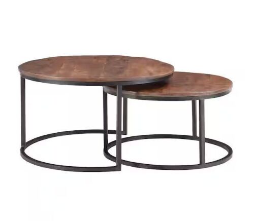 Powell Company Cosimo 31 in. Brown and Black Round Wood Nesting Coffee Tables - Lot 72JF