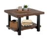 Alaterre Furniture Pomona 27 in. Rustic Natural/Black Square Wood Top Coffee Table with Shelf - Thumbnail 1