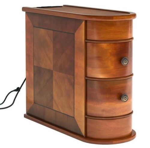 BYBLIGHT Kerlin 23. 62 in. Brown Rectangle Wood End Table with Charging Station - Lot 305JF