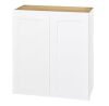 Hampton Bay Avondale 27 in. W x 12 in. D x 30 in. H Ready to Assemble Plywood Shaker Wall Kitchen Cabinet in Alpine White - Thumbnail 1