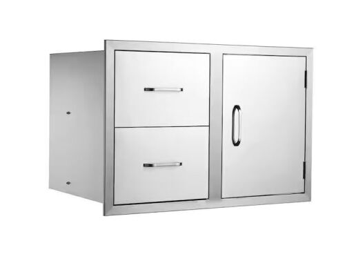 Outdoor Kitchen Access Door and Double Drawers, 32.5 in. W x 21.6 in. H x 20.5 in. D, Stainless Steel - Lot 318JF