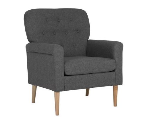 Walsport Gray Linen Fabric Chair Single Upholstered Wide Armchair with Removable Cushion - Lot 63JF