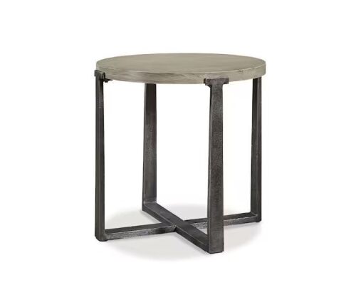 Signature DESIGN BY ASHLEY Dalenville 25 in. Gray Round Wood End Table with Distressed Finish - Lot 321JF