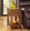 Signature DESIGN BY ASHLEY Breegin 13 in. Brown Rectangle Wood Chairside End Table with Shelf - Thumbnail 1