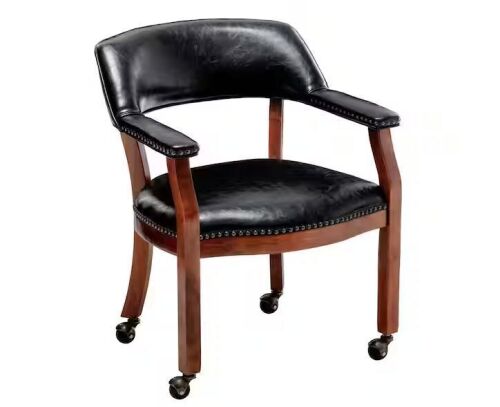 Convenience Concepts Take a Seat Dillon Black Faux Leather Armchair with Wheels - Lot 329JF