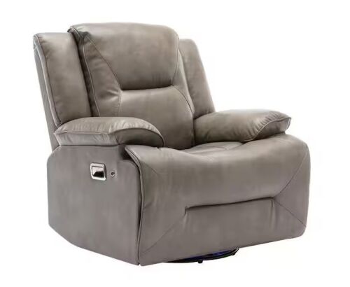 Merax Gray 360° Swivel and Rocking Home Theater Recliner Manual Recliner Chair with LED Light Strip - Lot 7JF