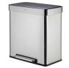 16 Gal. Dual Compart Stainless Steel Recycle Trash Can, Step-on - Thumbnail 1