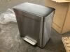 16 Gal. Dual Compart Stainless Steel Recycle Trash Can, Step-on - Thumbnail 3