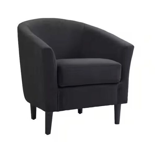 Uixe Gray Linen Upholstered Barrel Arm Chair - Lot 53JF