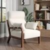 Bestier 34.7 in. H Off White Upholstered Arm Chair Accent Chair with High Back and 2-Armrest Pillow - Thumbnail 1