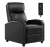 Black PU Leather Recliner Massage Small Home Theater Seating Adjustable Recliner Chair for Living Room - Thumbnail 1
