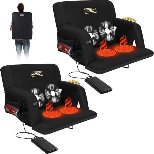 Heated Massage Reclining Stadium Seat, 2 Pack - Lot 165