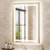 Brushed Gold Metal Frame LED Bathroom Mirror, 20" x 28" - Thumbnail 1