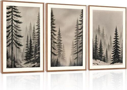 Misty Forest Framed Canvas Wall Art, 16" x 24" x 3 - Lot 366