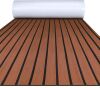 FOCEAN EVA Foam Boat Decking Faux Teak, 94.5''x 47.2'', Dark Brown+Black Lines - Thumbnail 1