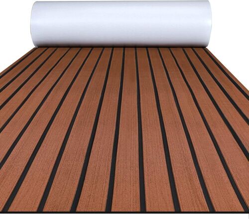FOCEAN EVA Foam Boat Decking Faux Teak, 94.5''x 47.2'', Dark Brown+Black Lines - Lot 288