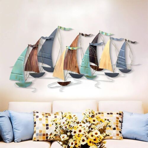 Metal Sailboat Wall Decor, 51" x 26" - Lot 476