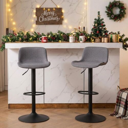 YOUTASTE Fabric Grey Bar Stools, Set of 2 - Lot 186
