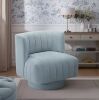 Lazzara Hugo Textured Upholstery Aqua Blue Swivel Arm Chair - Thumbnail 1